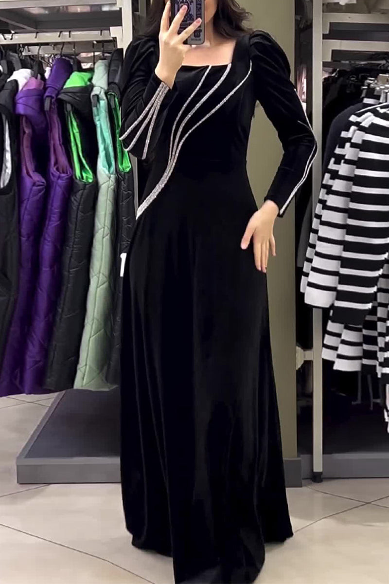 Alejandra Elegant Solid Patchwork Dress with Relaxed Fit and Boutique Fashion Look