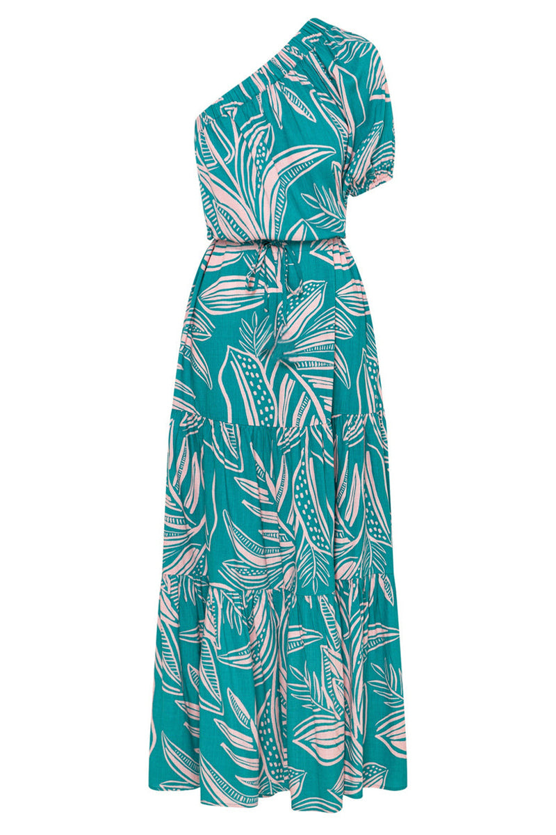 Floral One Shoulder Tiered Ruffle Maxi Summer Dress