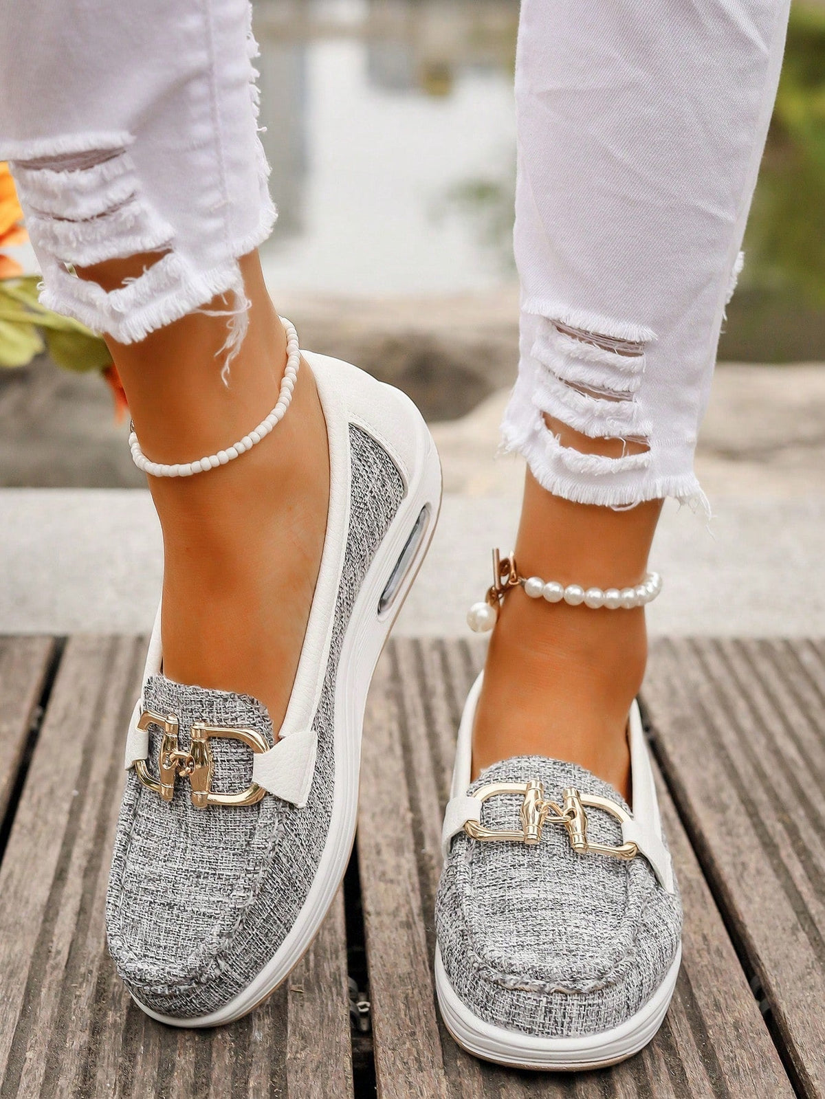 Metal Bit Slip On Platform Loafer Sneakers
