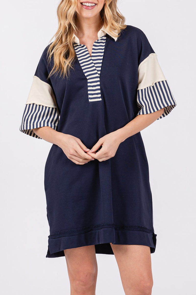 Encarni Casual Striped Pocket Dress with Relaxed Fit and Modern Casual Wear