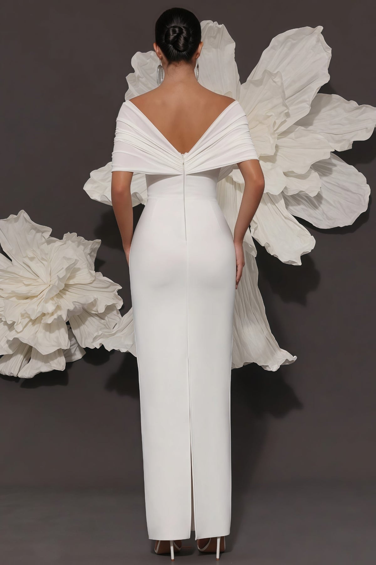 Off Shoulder Ruched Wrap Bodice Rhinestone Embellished Bodycon Maxi Dress 5