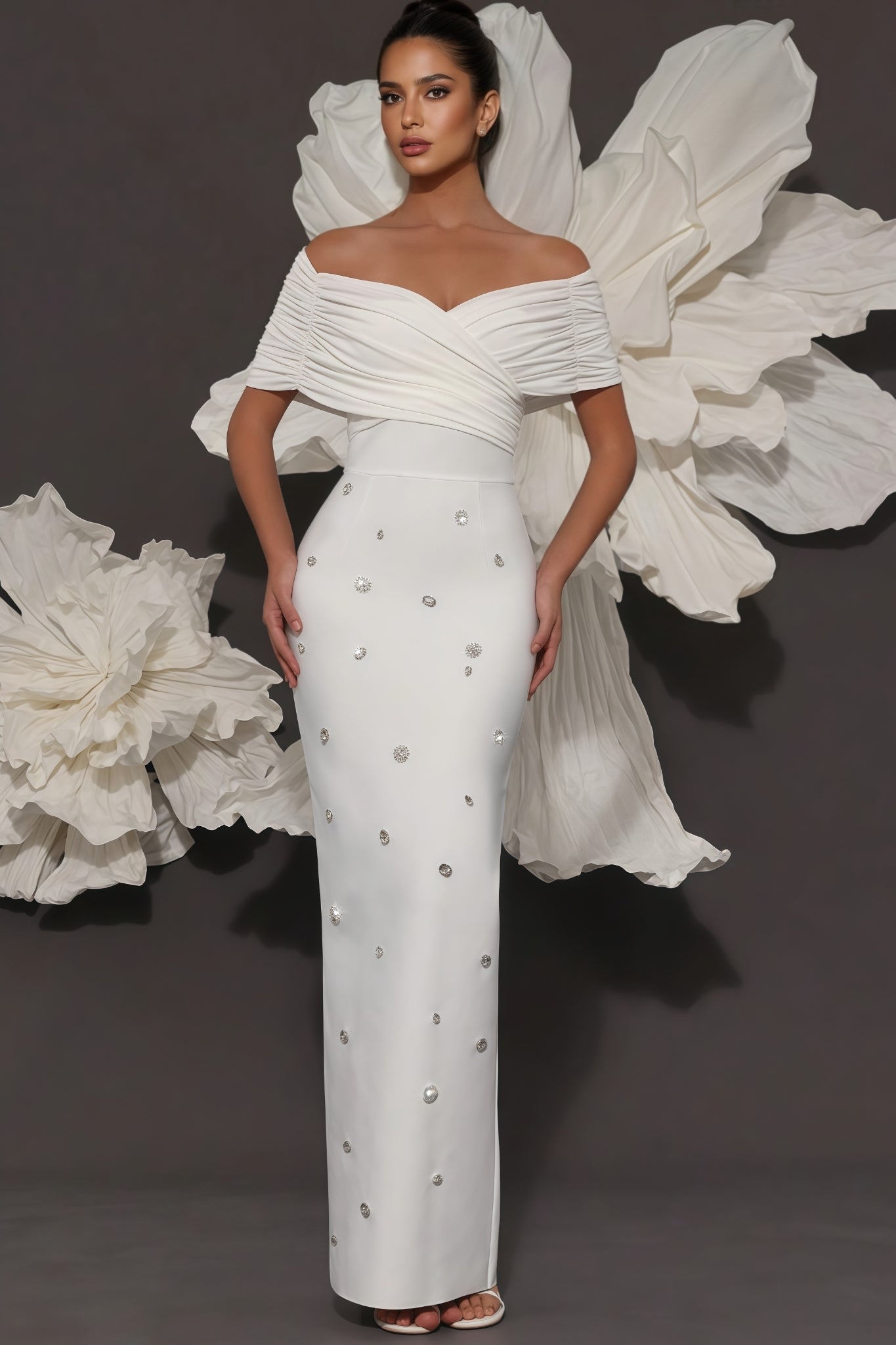 Oonan White Strapless Mesh Midi Dress - View 4