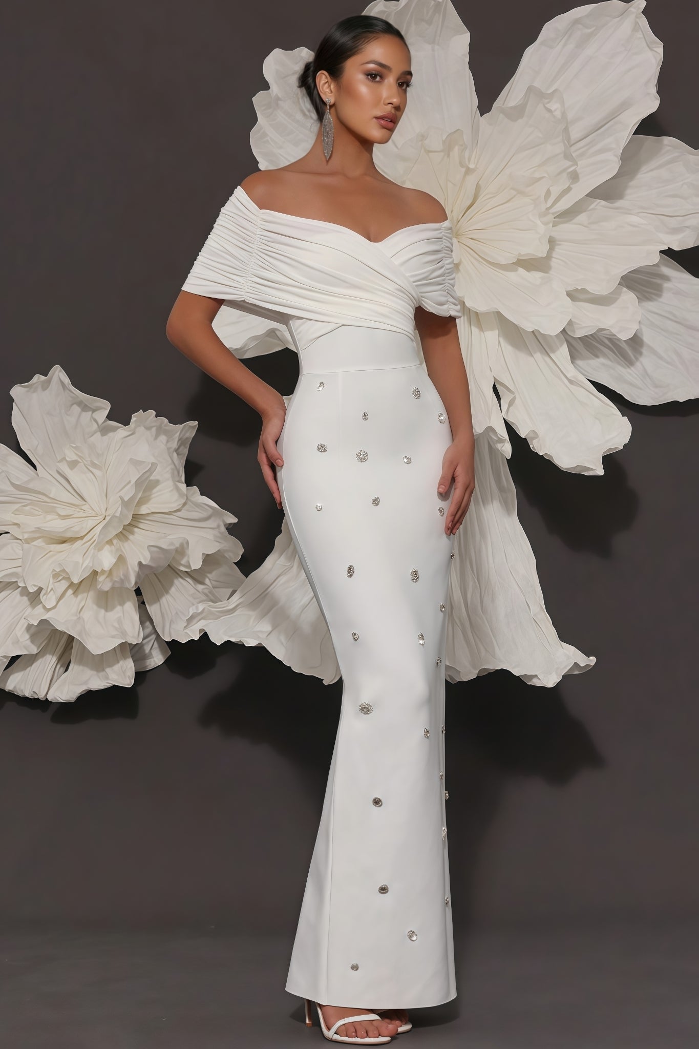 Oonan White Strapless Mesh Midi Dress - View 3