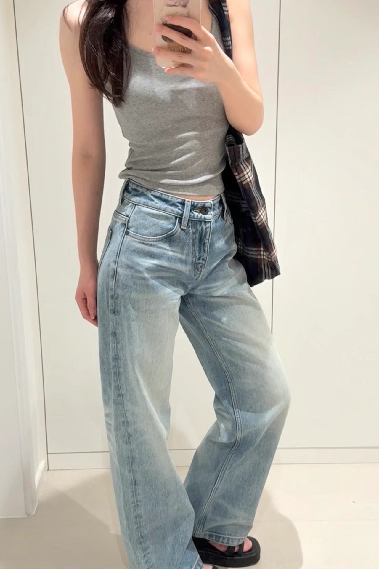 Vintage Washed Straight-Leg Denim Jeans
