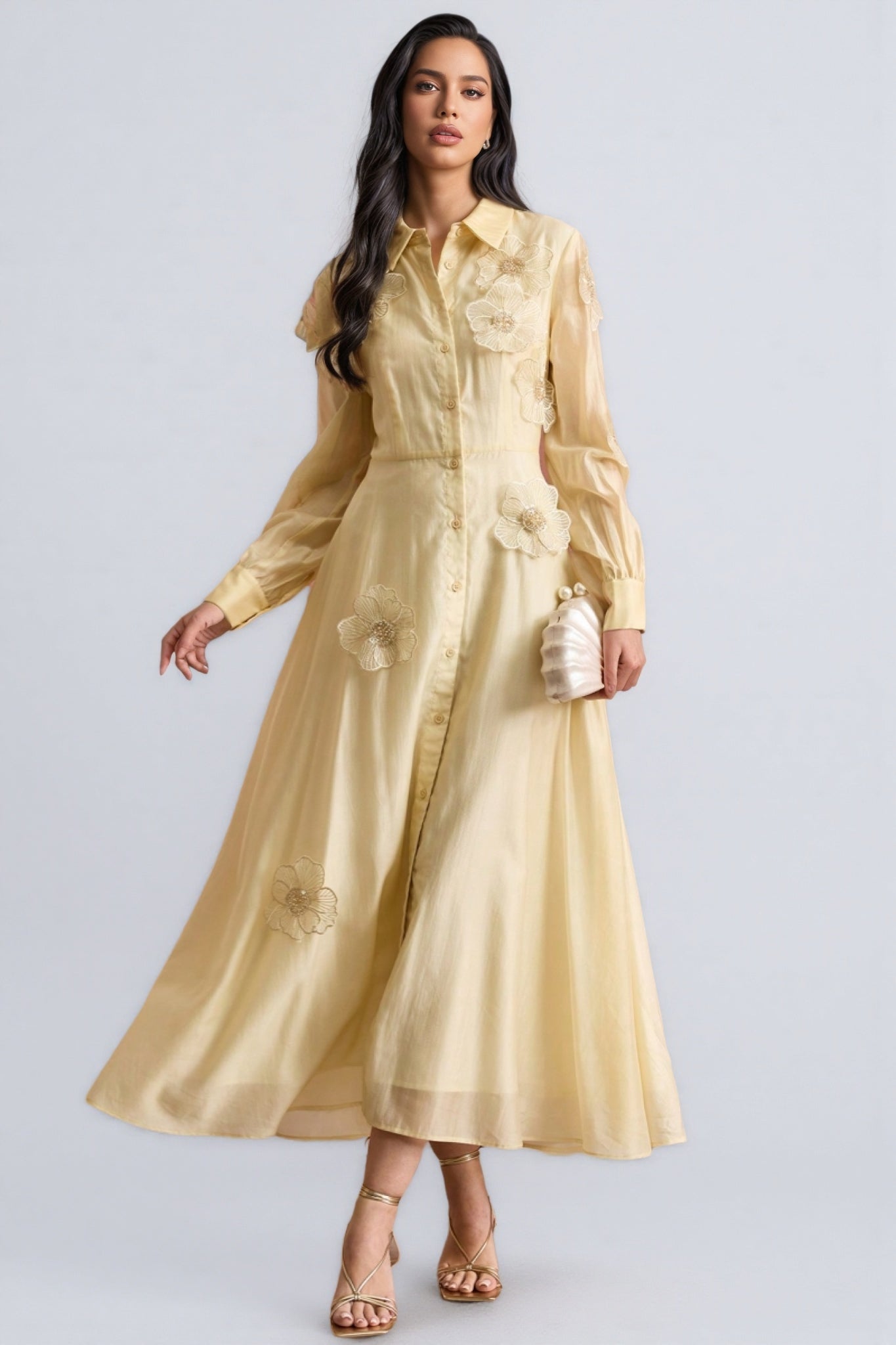 Charlaf Lace Flower Maxi Dress - View 2