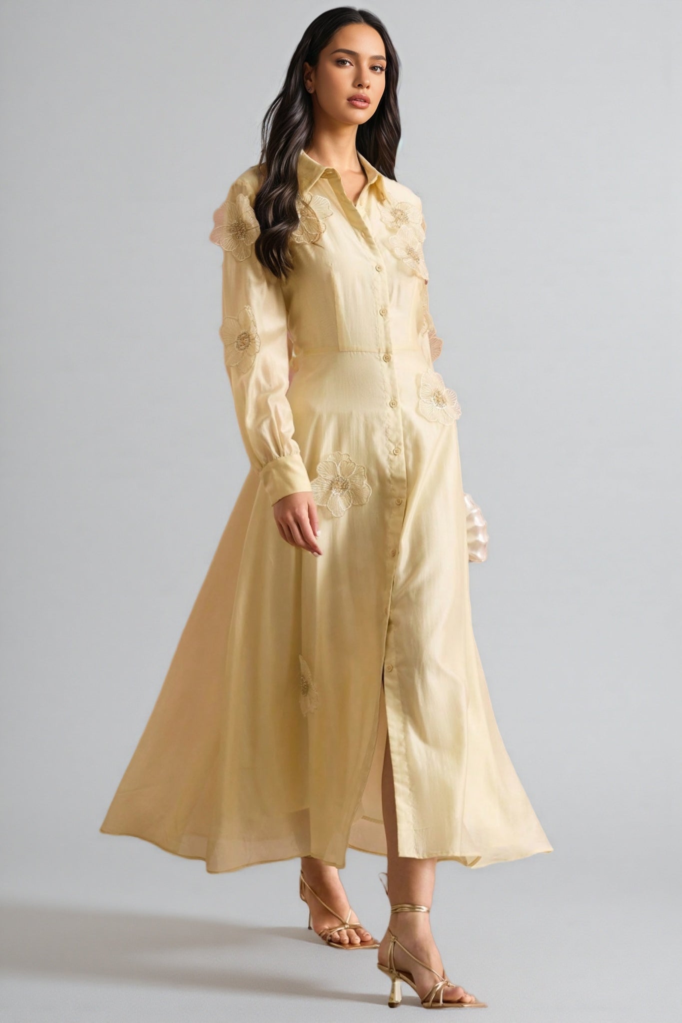 Charlaf Lace Flower Maxi Dress - View 3