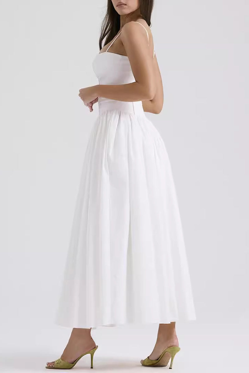 Patchwork Sling V-Neck A-Line Midi Dress - View 6