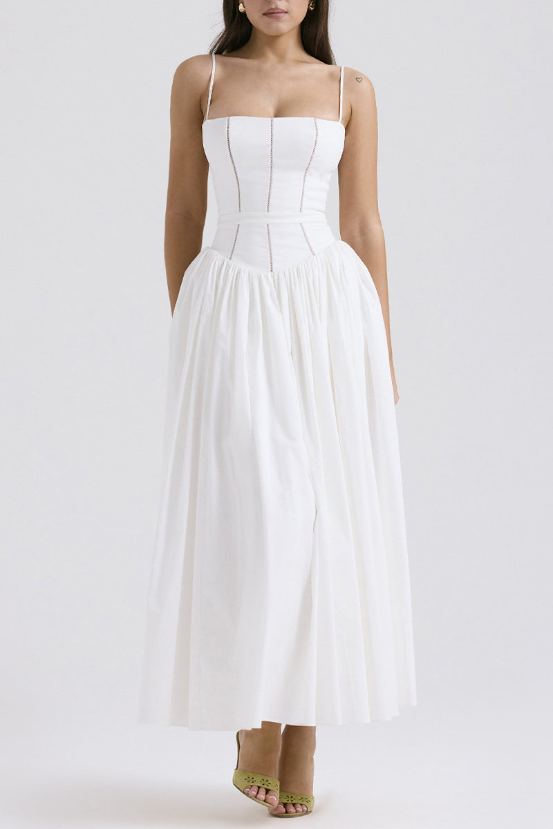 Patchwork Sling V-Neck A-Line Midi Dress - View 5