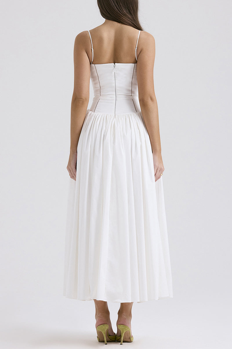 Johana Boutique Patchwork Sling Dresses with Square Neckline Evening Wear Edit