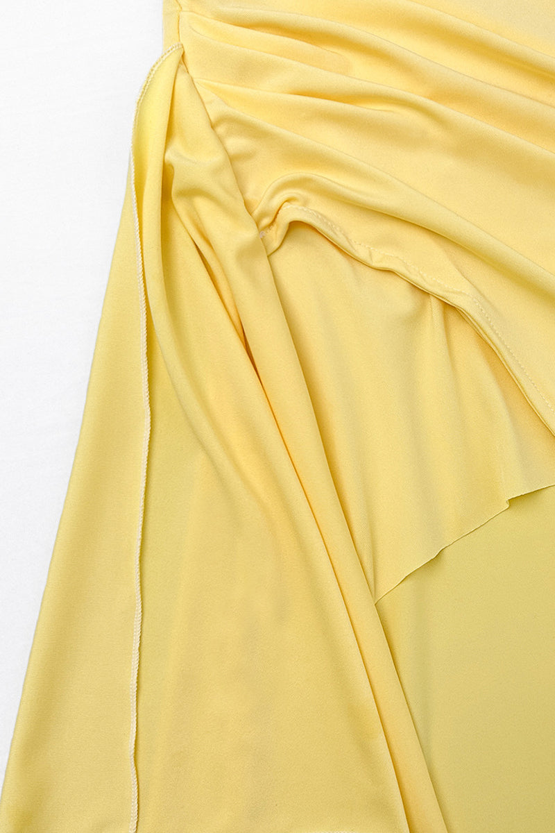 Satin Deep V-Neck Long Sleeve Bodycon Maxi Dress