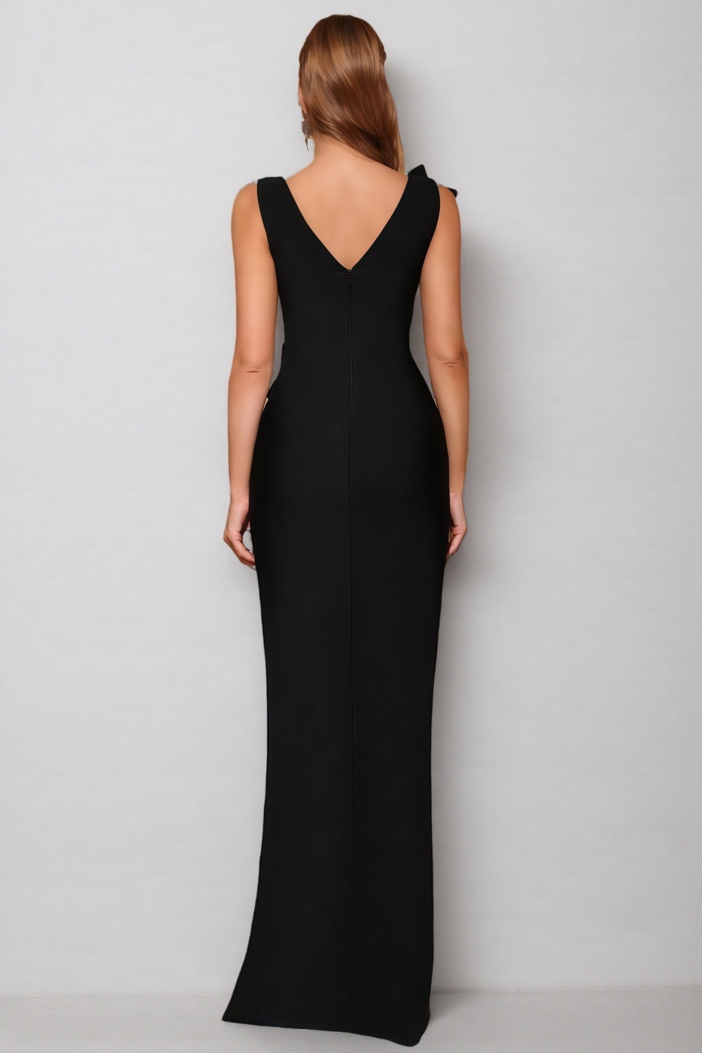 Ferean Diamond Studded Floral Bandage Maxi Dress - View 6