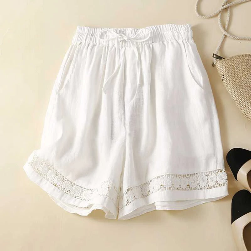 Drawstring Waist Crochet Lace Trim Shorts