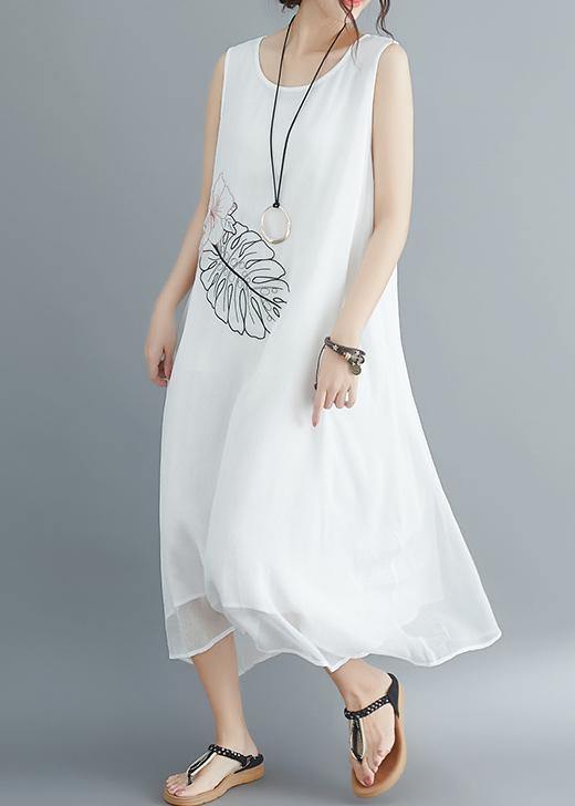 Tropical Print Sleeveless Crew Neck Tiered Hem Midi Dress