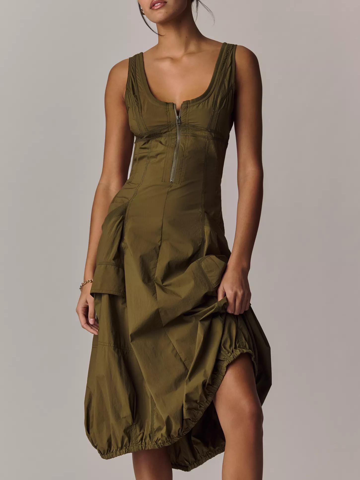 Daily Practice Fastpack Bubble Hem Midi Dress
