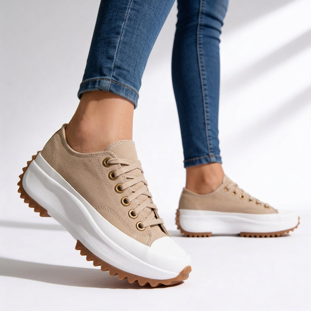 Zebra Print Lace Up Chunky Platform Sneakers