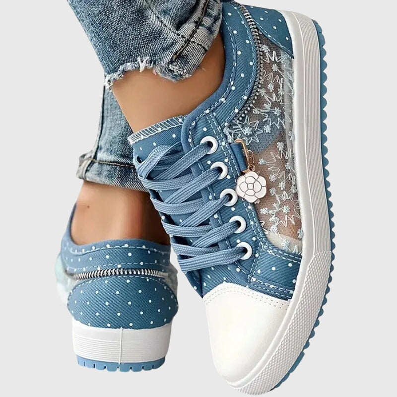 Floral Lace Mesh Lace Up Sneakers