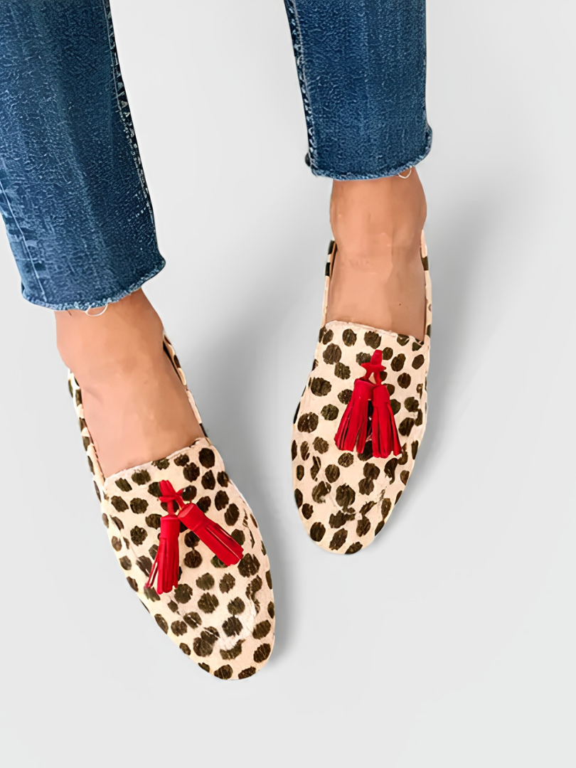 Leopard Print Tassel Flat Loafers