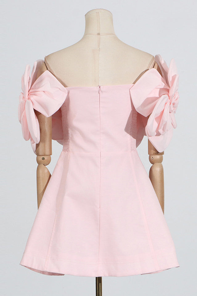 Floral Appliqué Off Shoulder Fit and Flare Mini Dress 13