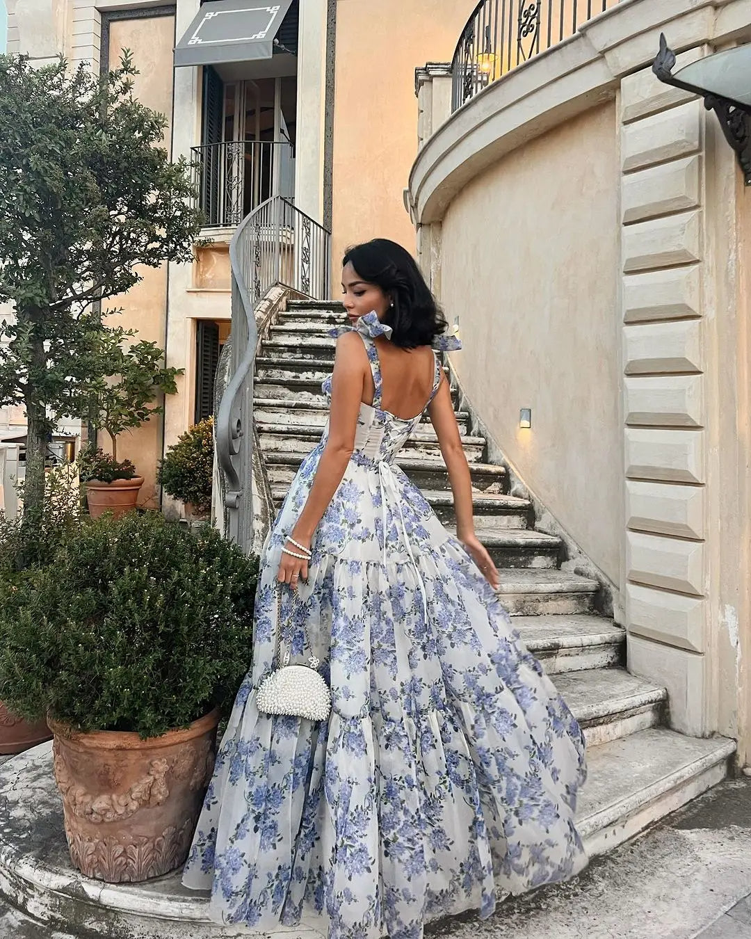 Sophia Blossom Graceful Floral Tie Strap Maxi Dress