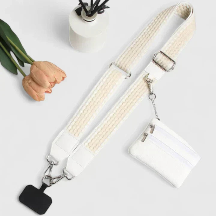 Adjustable Woven Crossbody Phone Strap with Card Wallet