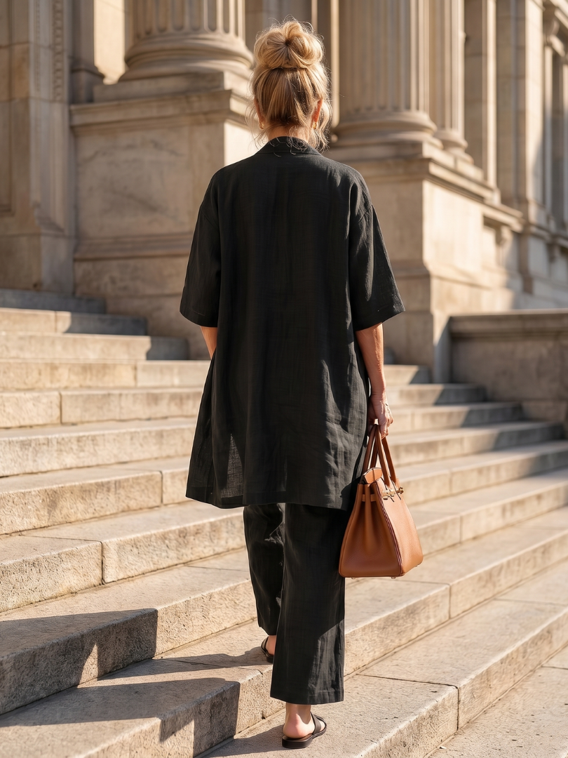 Tank Wide Leg Pants and Longline Kimono Three Piece Set