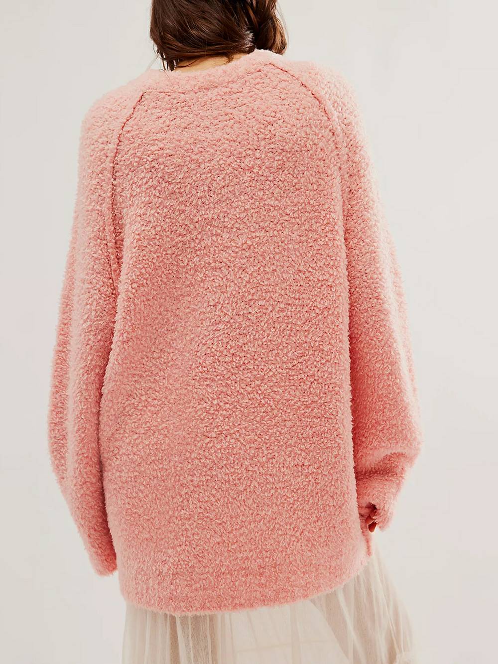 Oversized Teddy Knit Sweater and Lace Hem Mini Dress Two Piece Set 21