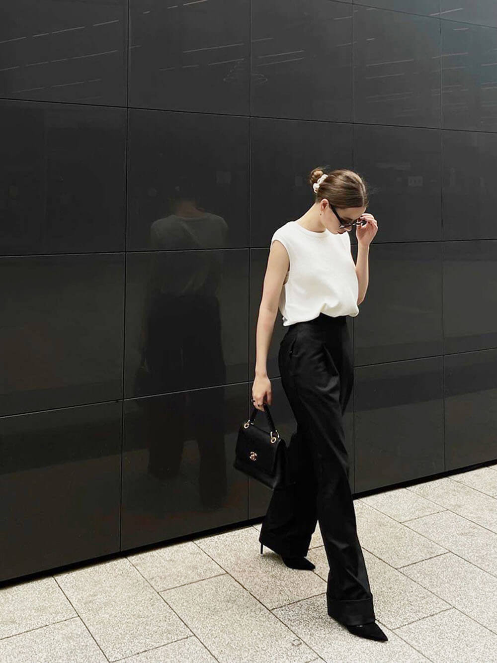 High Waist Pleated Wide Leg Tailored Trousers