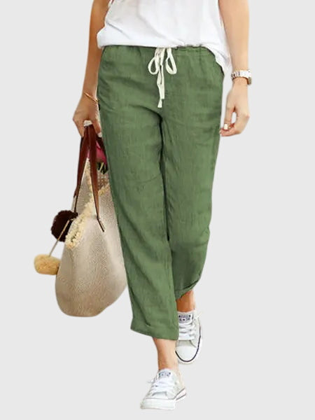 Drawstring High Waist Straight Leg Cropped Pants