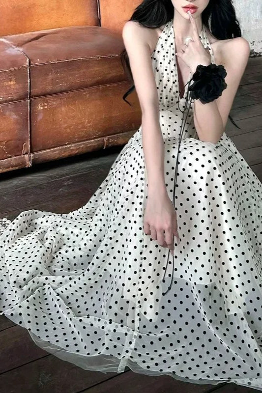 VNeck Edition Polka Dot Maxi Dress