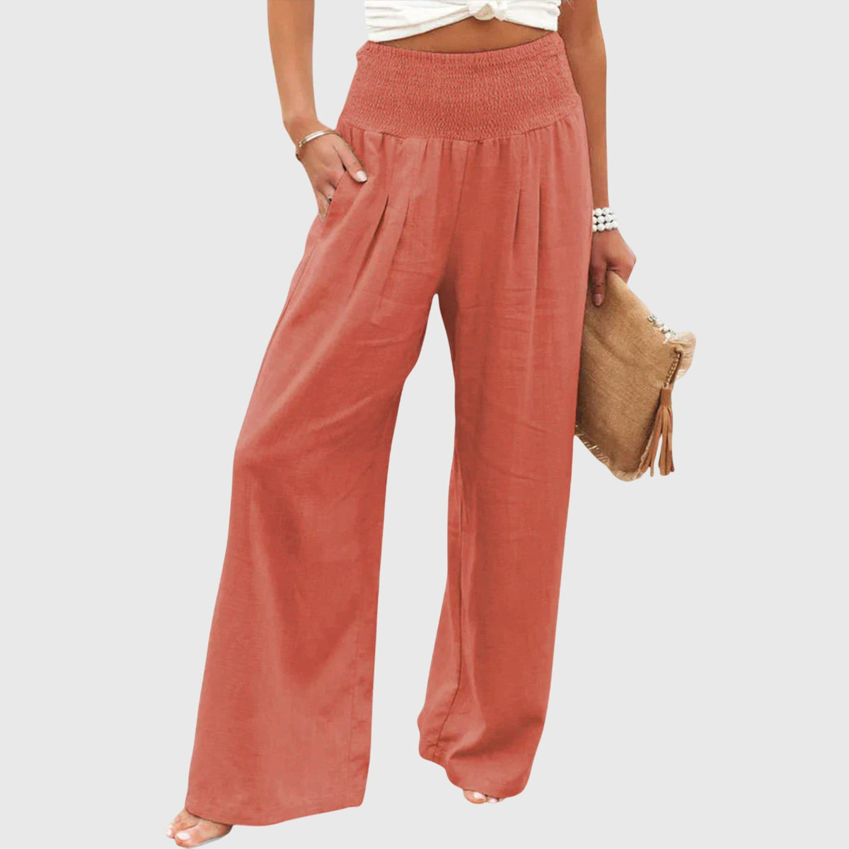 Halter Twist Front Top and Wide Leg Pants Two Piece Set