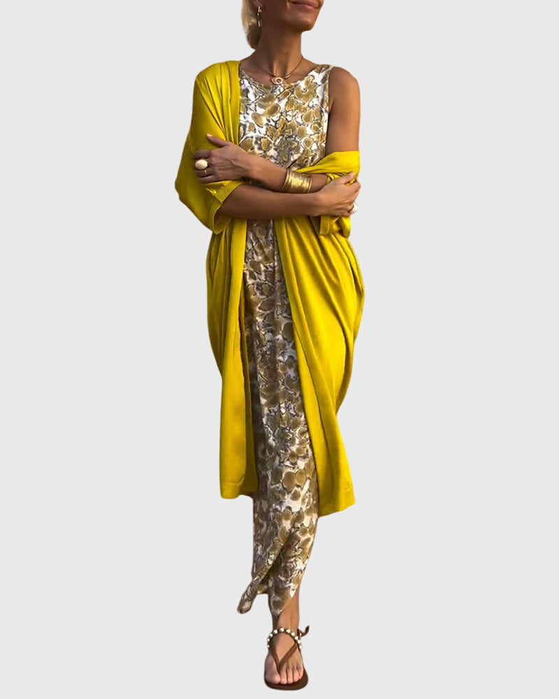 Floral Print Sleeveless Top and Tapered Pants Draped Two Piece Set