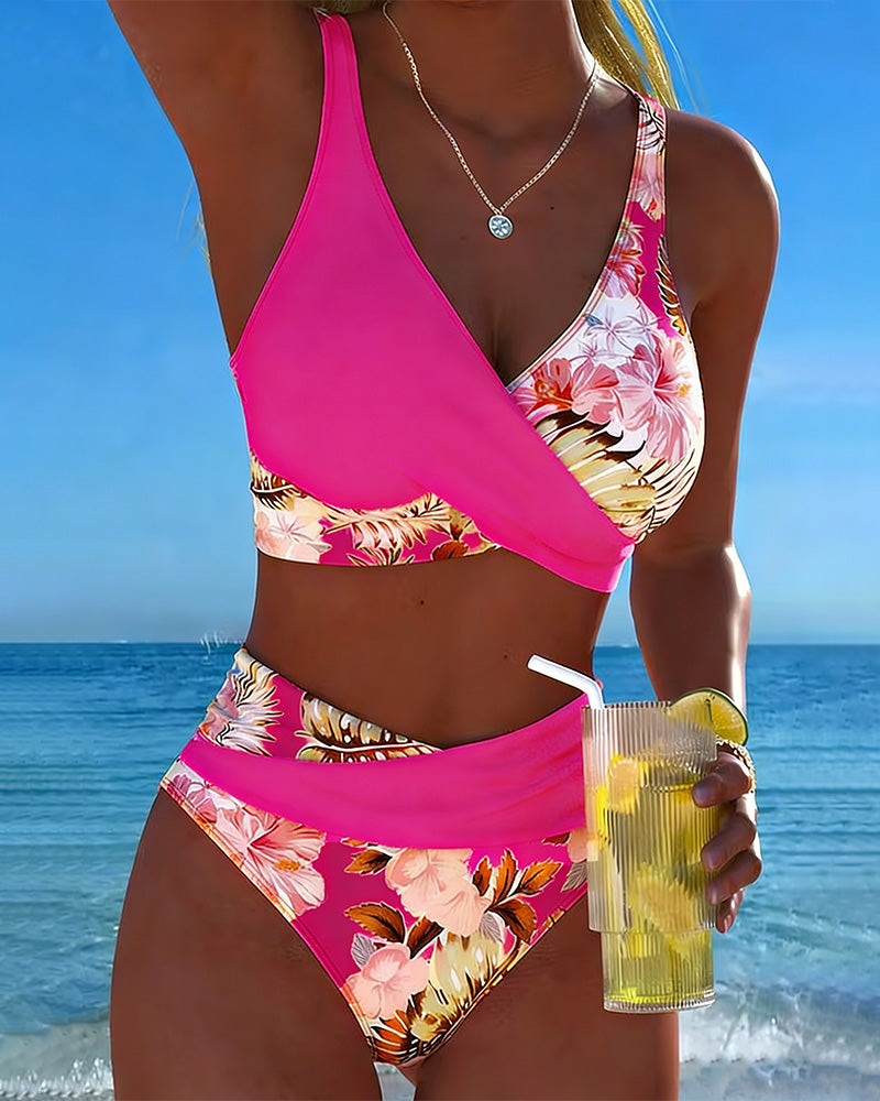 Floral Print Wrap Bikini Set