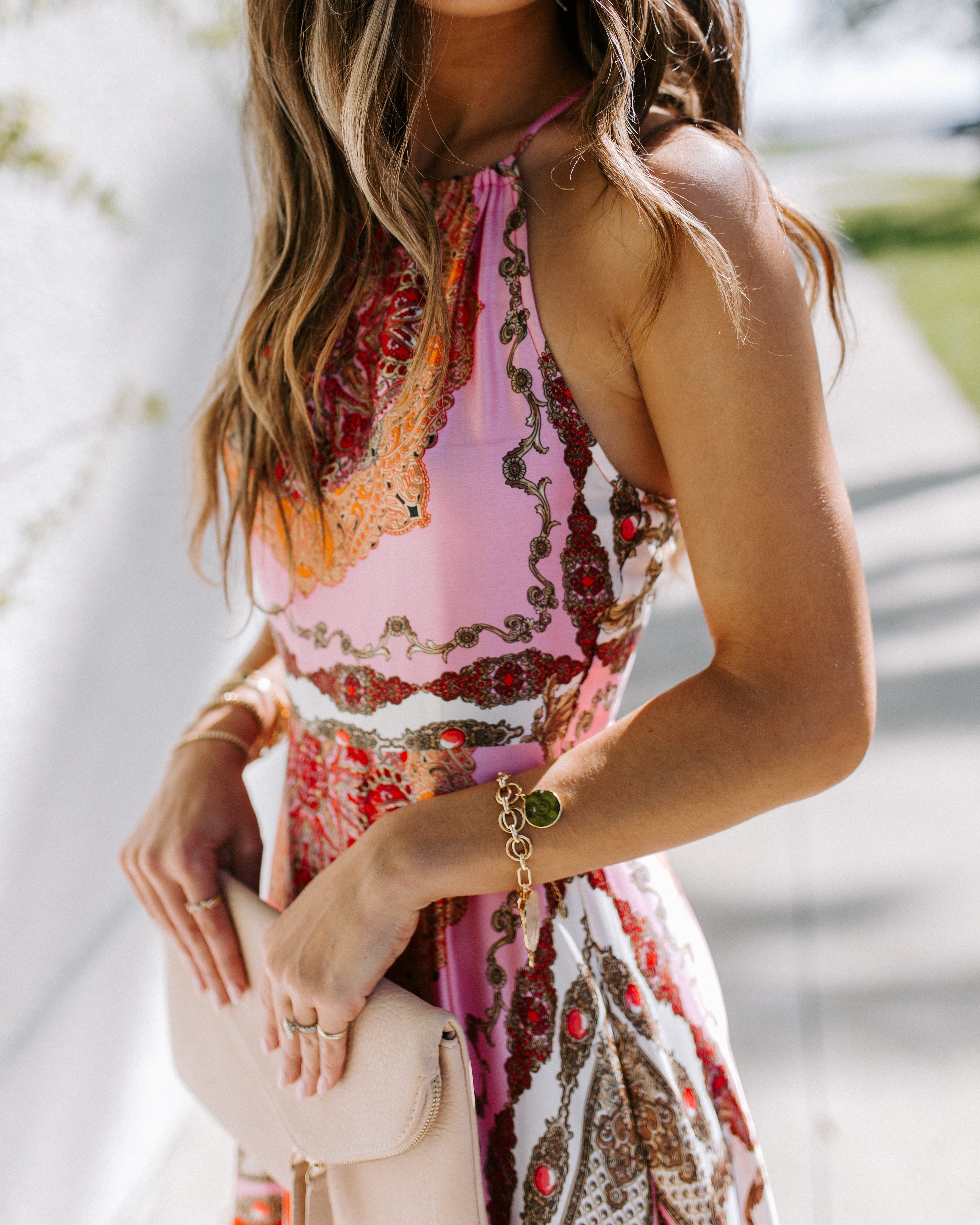 PREORDER Reina Printed Halter Maxi Dress