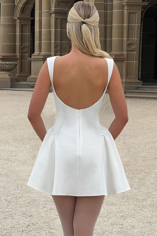 Solid Sleeveless Backless Bodycon Cocktail Dress 2