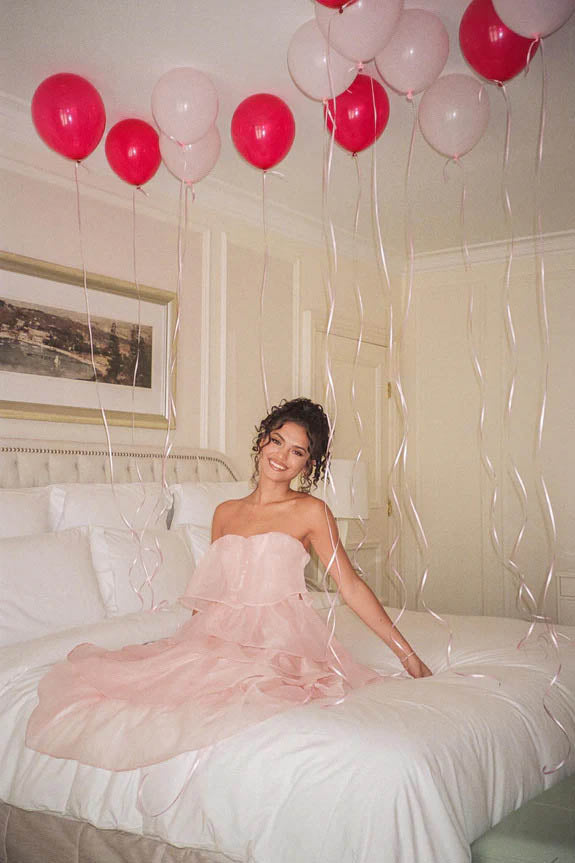 Strapless Backless Tiered Ruffle Organza Maxi Dress