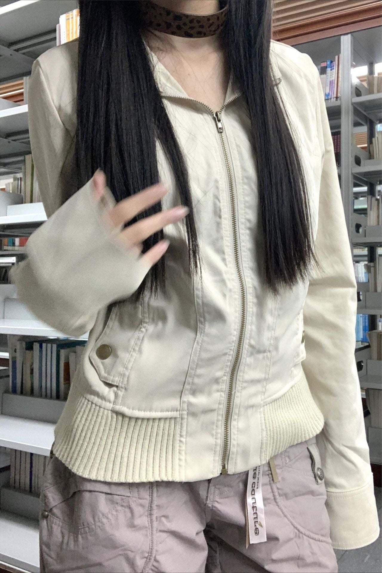 Cropped Utility Stand Collar Jacket