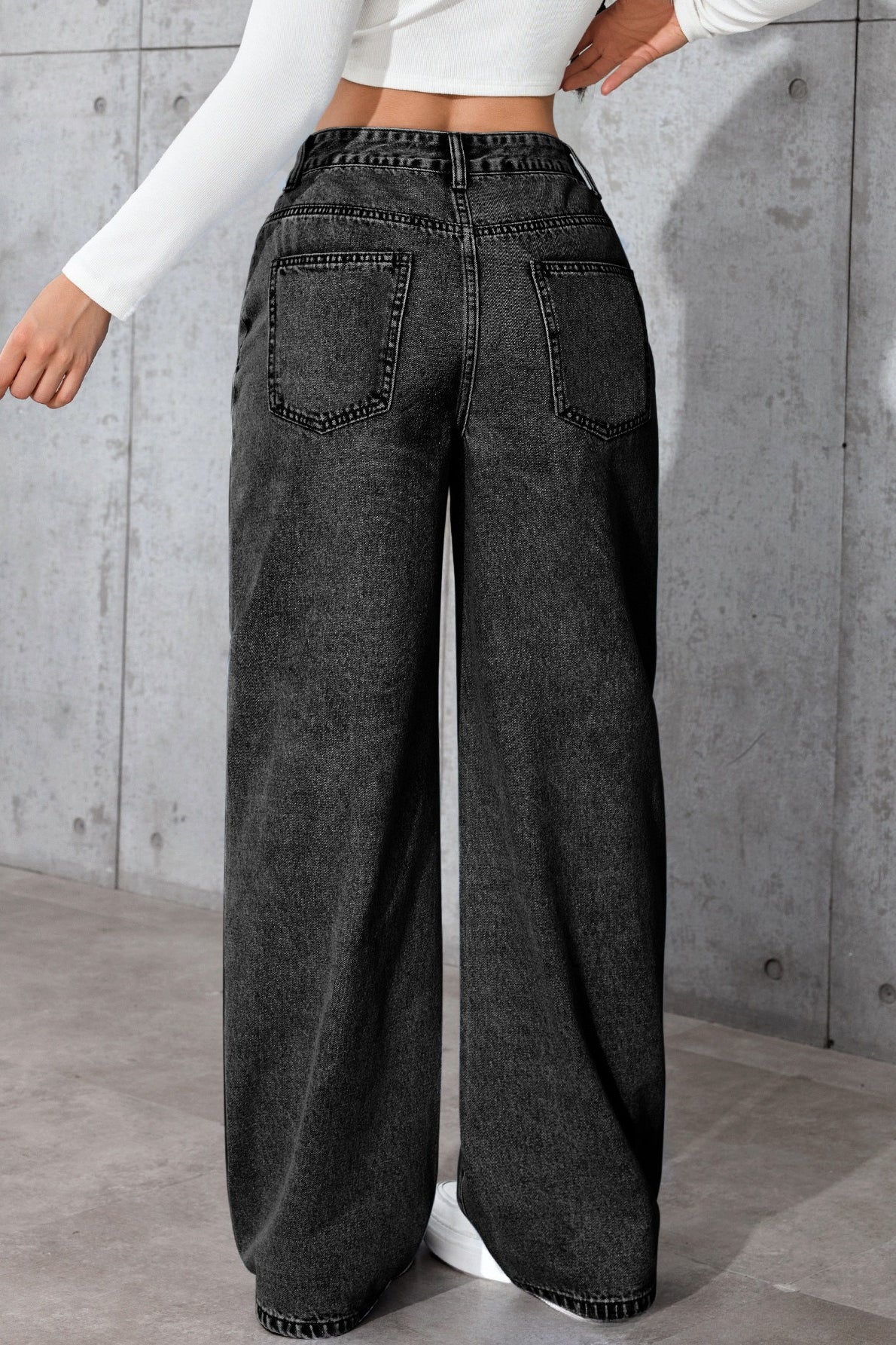 High-Waist Straight-Leg Denim Jeans