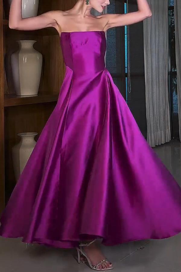 Cinderella's Dream Satin Square Off Shoulder Maxi Dress - View 2