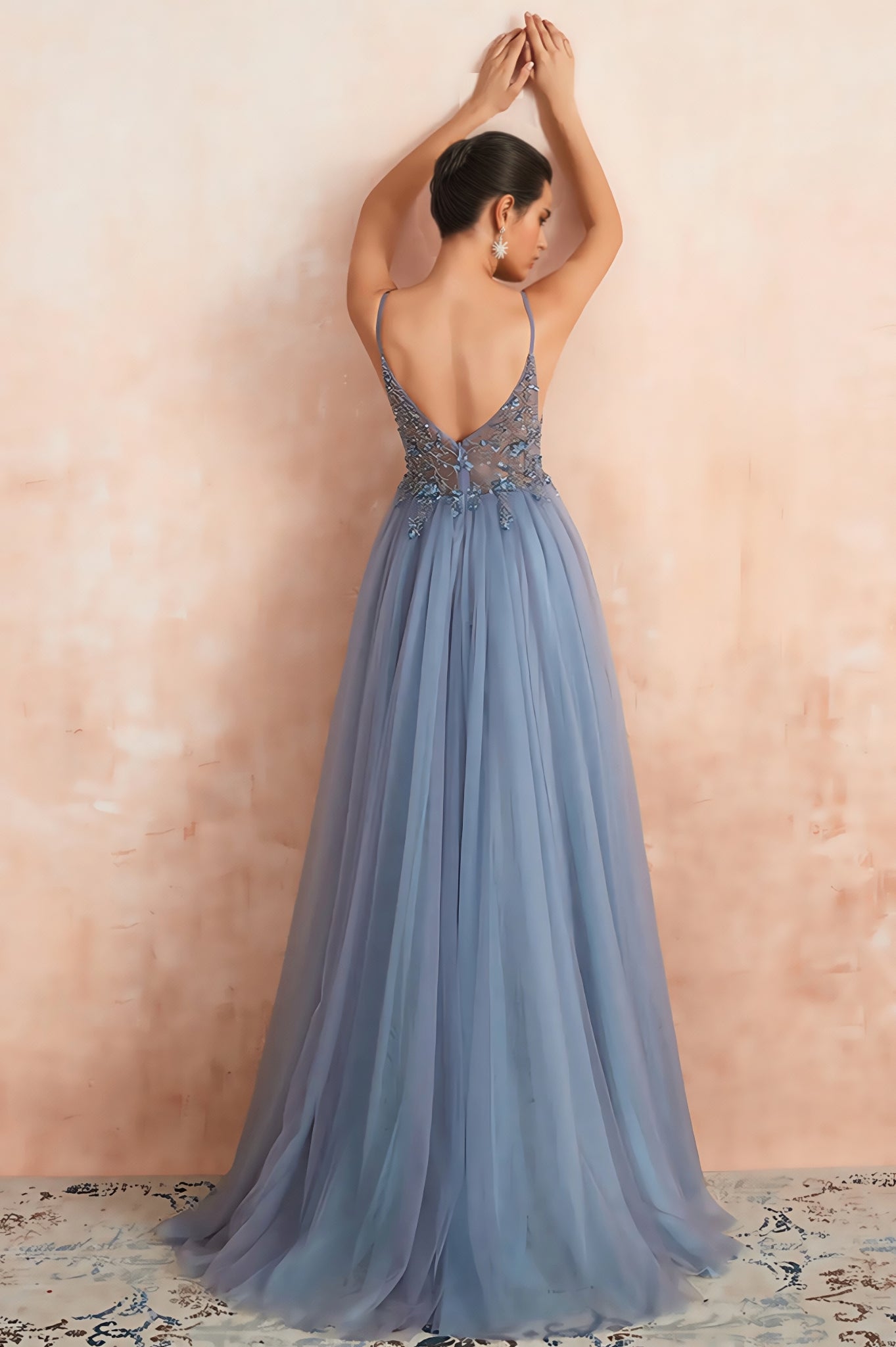 Luz Mesh and Diamond Maxi Dress - View 4