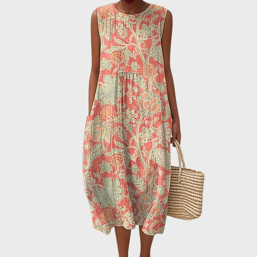 Floral Print Sleeveless Cocoon Midi Dress 3