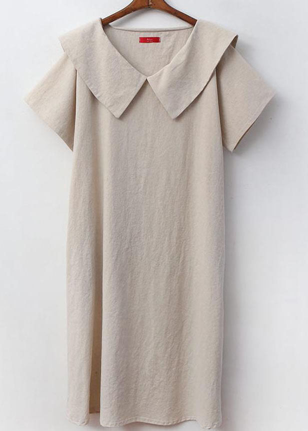 Oversized Peter Pan Collar Short Sleeve Shift Midi Dress