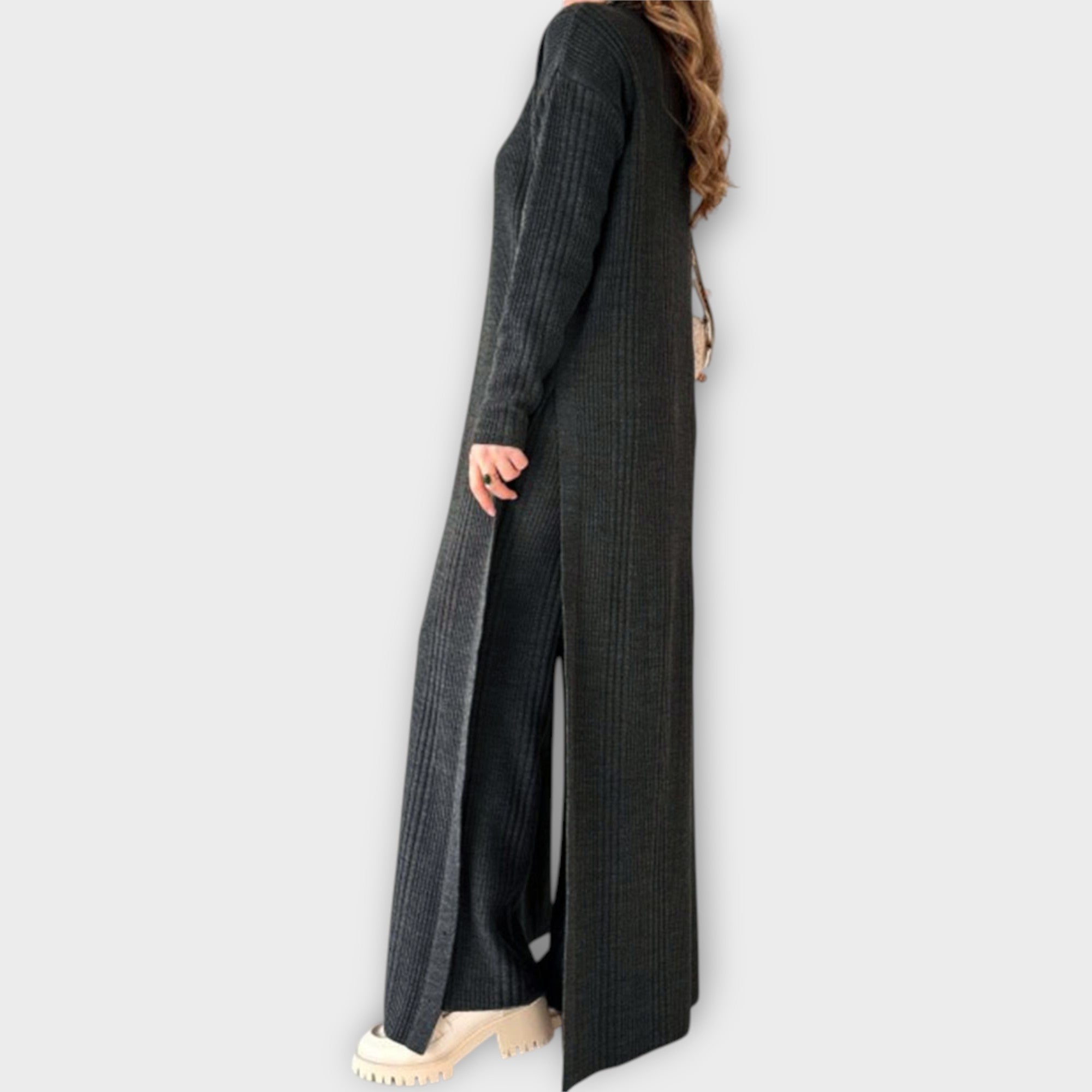 Elegant Ribbed Knit Co-ord Set