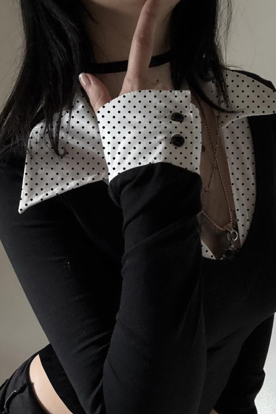 Colorblock Faux Layered Long Sleeve Top