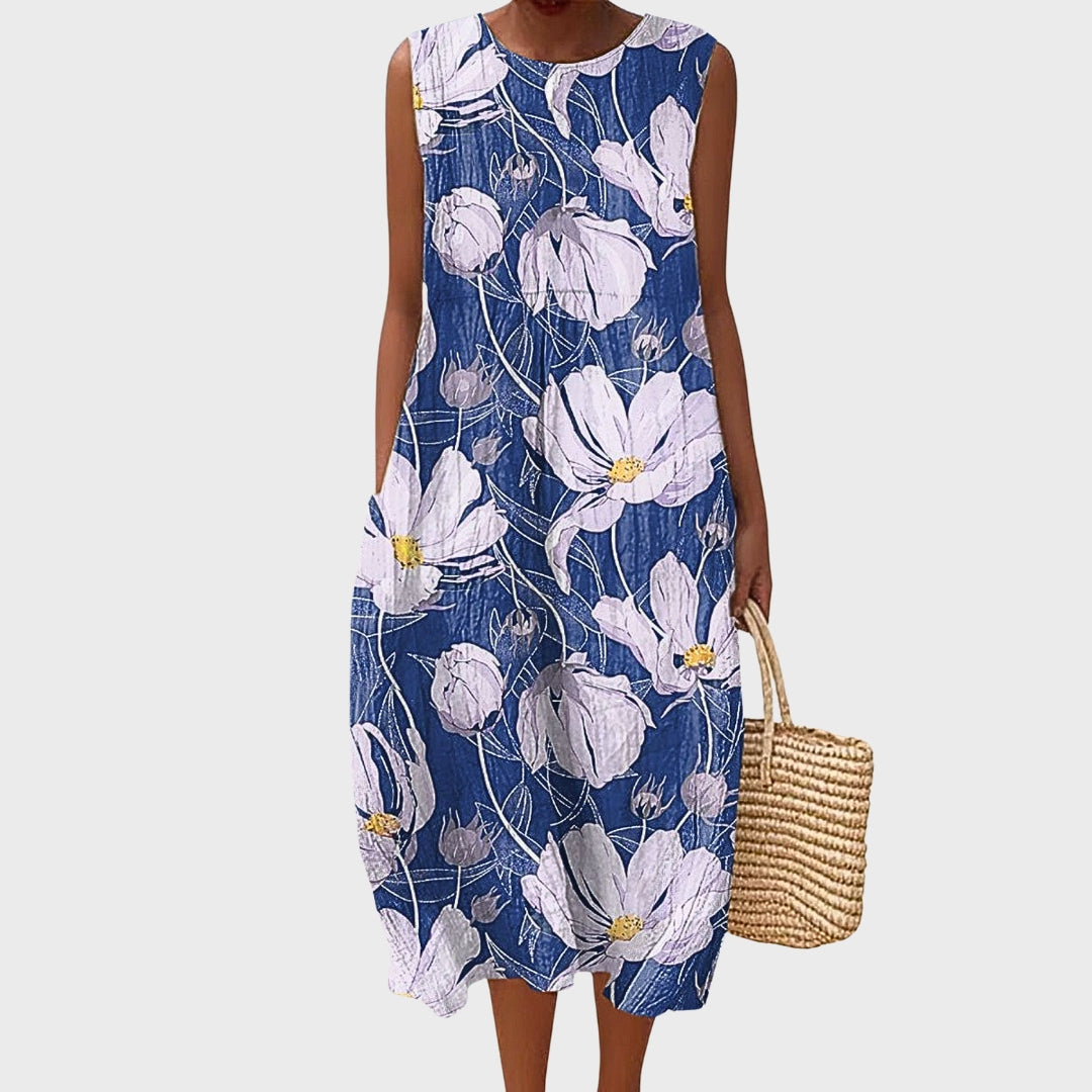 Floral Print Sleeveless Cocoon Midi Dress 2