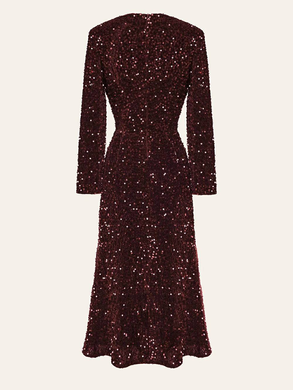 Sequin Velvet Sleeveless Bodycon Midi Dress - View 3