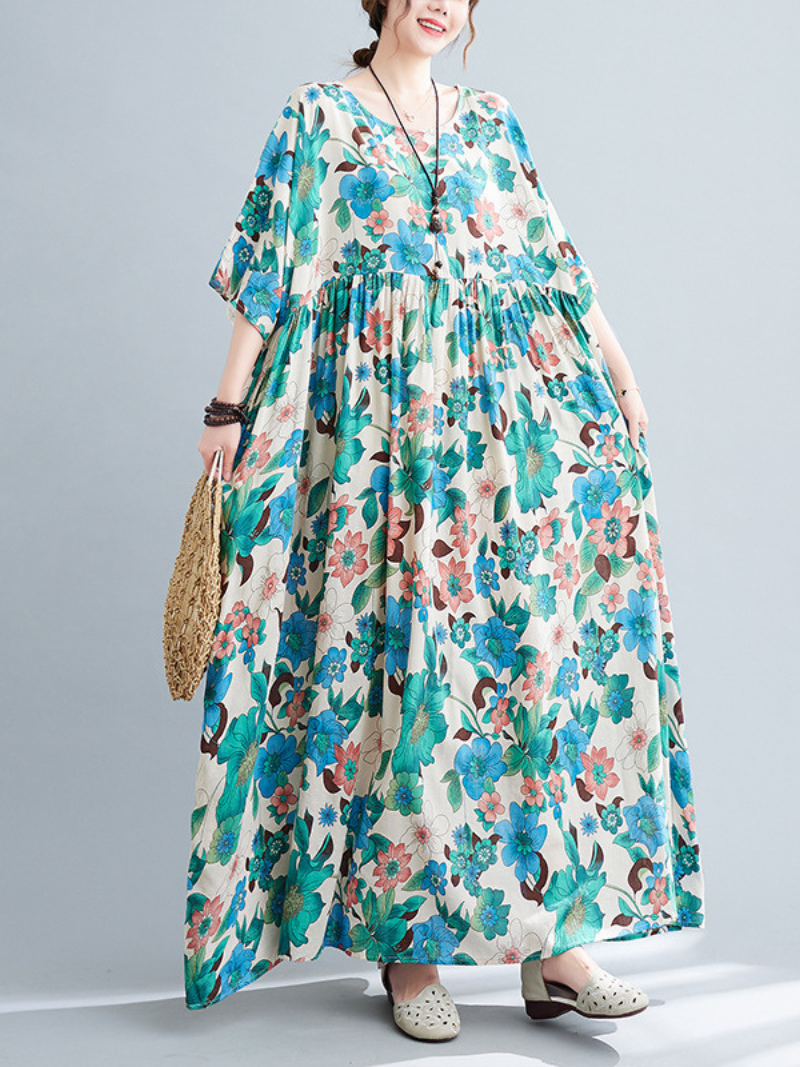 Beach Lunch Lounge Smocked Printed Flower Dress