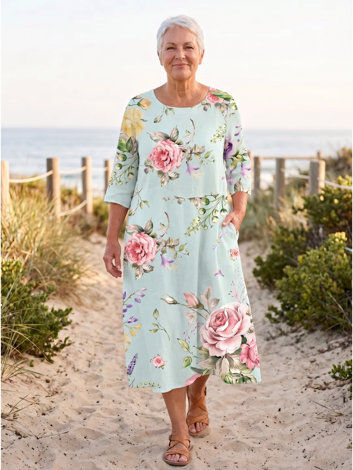 KEELY™ - ELEGANT SUNSET FLOWER DRESS