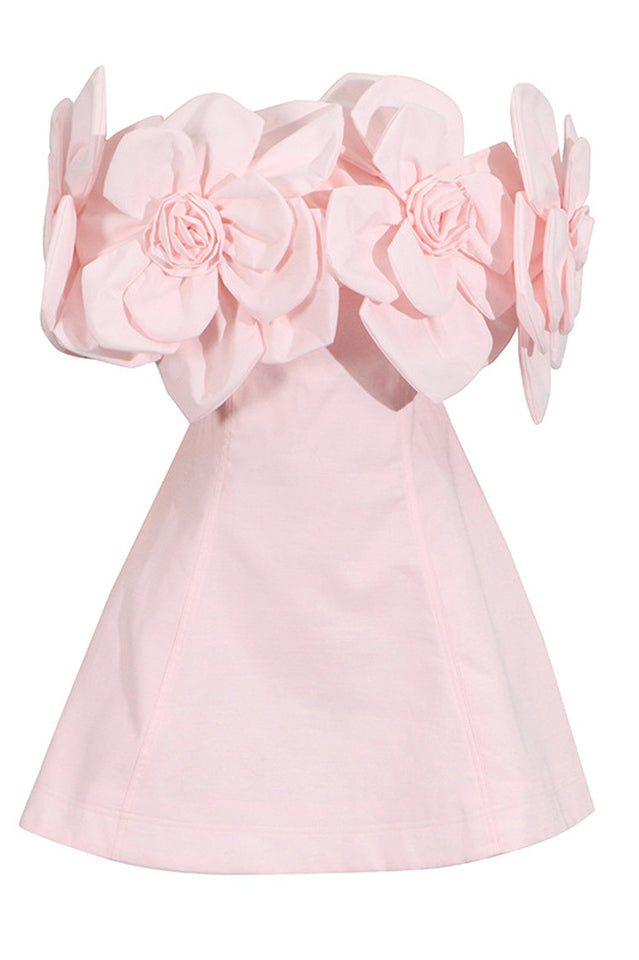 Floral Appliqué Off Shoulder Fit and Flare Mini Dress 14