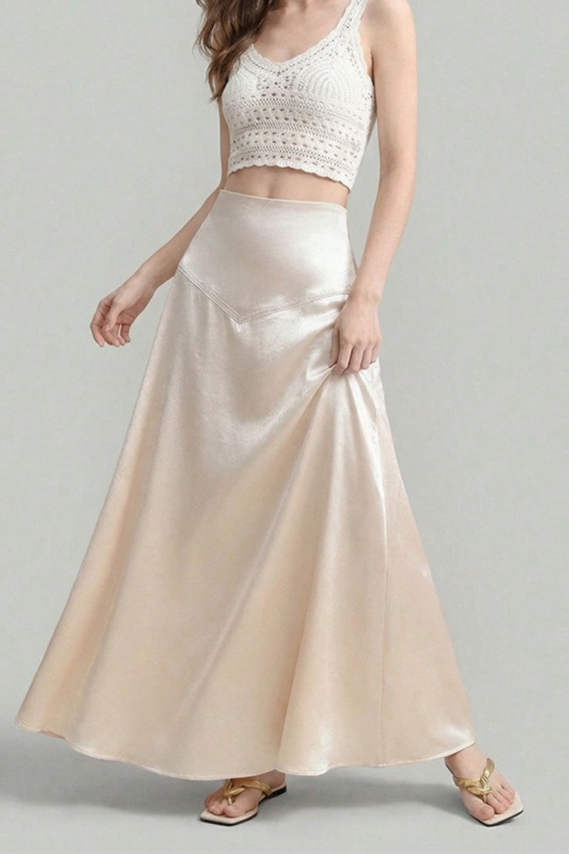 Solid Color Flowing Maxi Skirt