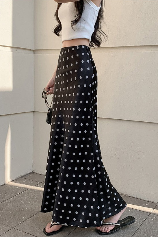 High-Waist Polka Dot Fish Tail Skirt